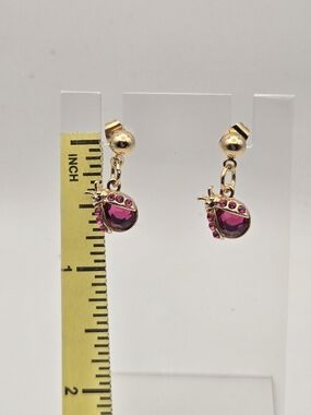 Gold-Tone  Crystal Ladybug Dangle Earrings